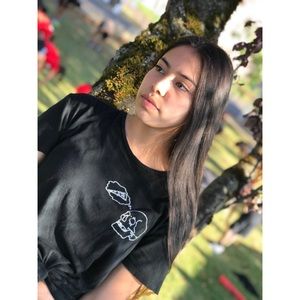 Black tee with white details